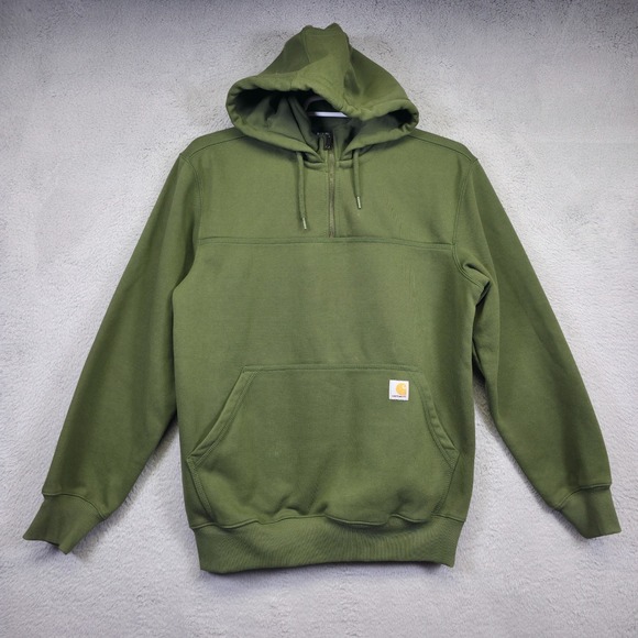 Carhartt Hoodie Mens M Green Loose Fit Rain Defender Utility Workwear Sweatshirt - Picture 2 of 15